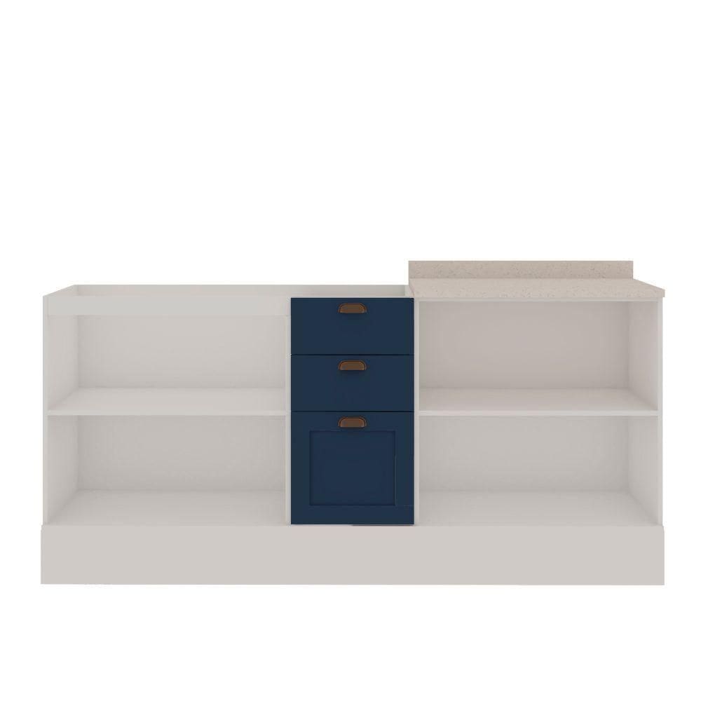 Cozinha Modulada 2 Balcoes 100% Mdf Branca/azul