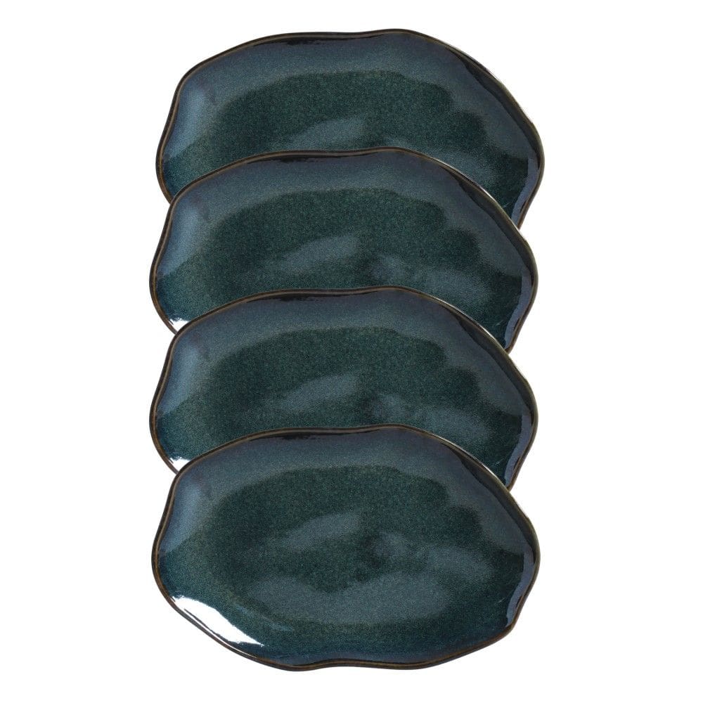 Conjunto com 04 Travessas Oval Rasa Média 30x20 cm Orgânico Oceano Porto Brasil