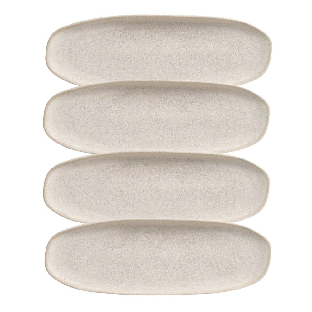 Conjunto com 04 Travessas Oval Rasa Grande 36x13 cm Orgânico Latte Porto Brasil