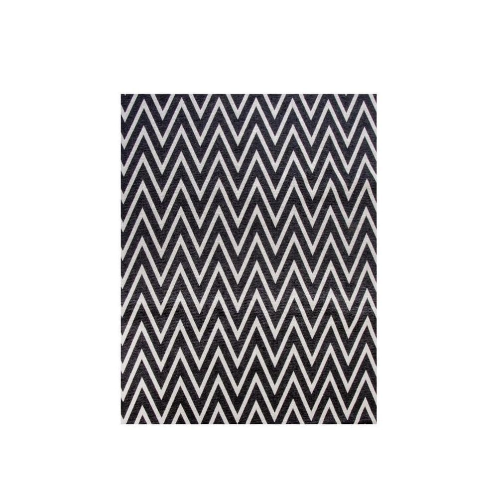 Tapete Sala 1,00M X 1,32M Antiderrapante Chevron Preto