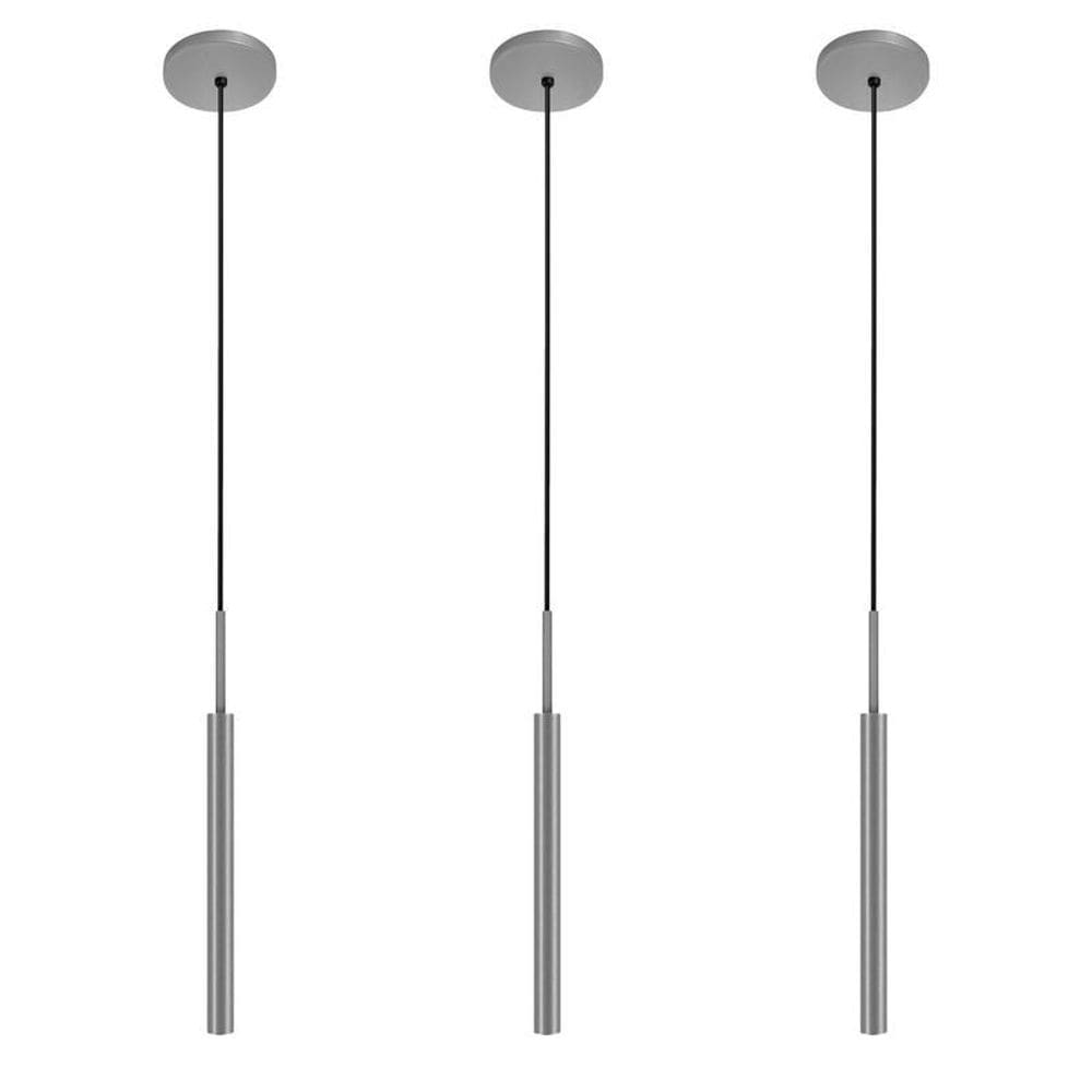 Kit 3 Luminárias Teto Tubo Pendente Balcão Sala Prata 40Cm