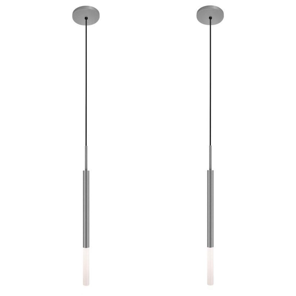 Kit 2 Luminárias De Teto Tubo Pendente Difusor Hall Prata