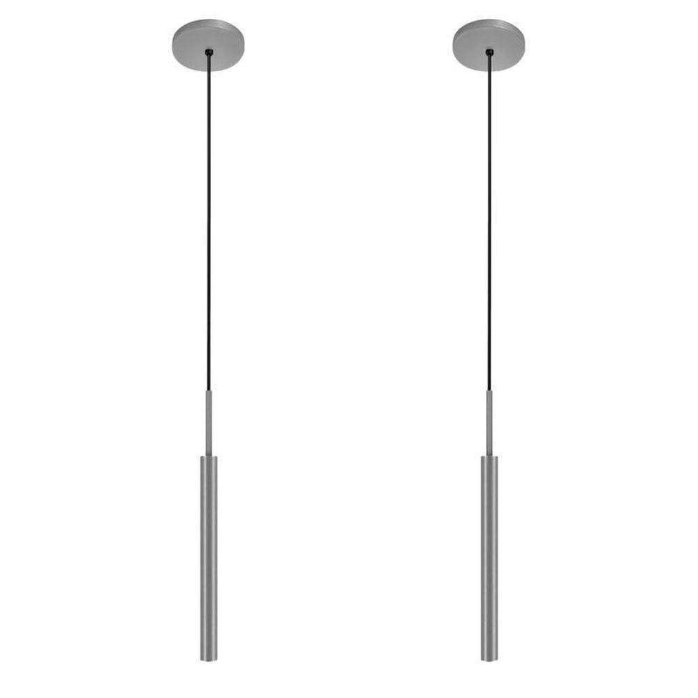 Kit 2 Luminárias Teto Tubo Pendente Balcão Sala Prata 40Cm