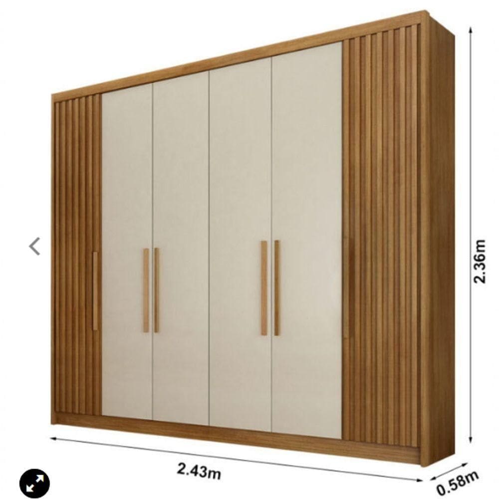 Guarda Roupa Casal 6 Portas 8 Gavetas Santoro Ripado Móveis Novo Horizonte - Cumaru Fendi Ripado
