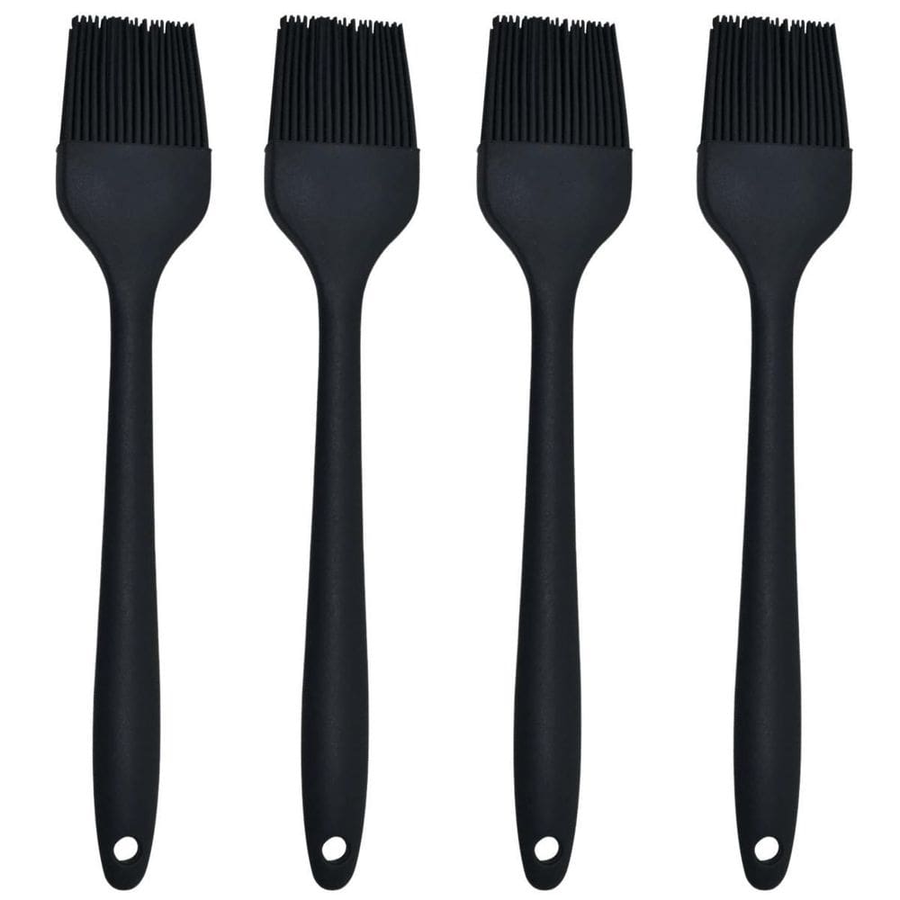 Pincel Culinario De Silicone Preto Kit 04 Un