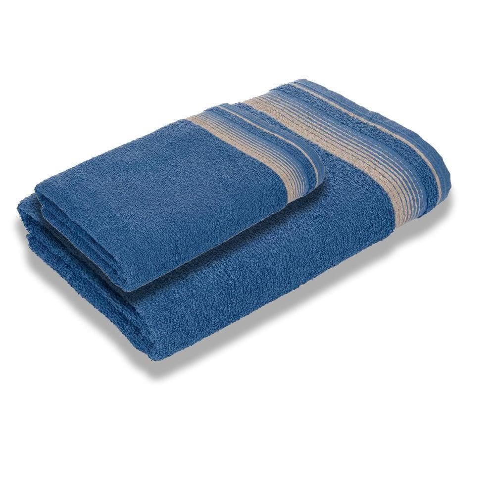 Jogo Com 2 Toalhas Luxury Soft Beka 360 G m² 1 Banho + 1 Rosto Luxo Azul