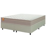 Cama Box Casal Queen Colchão Molas Qatar 158x198x60cm Bege/Branco Inducol - Suporta até 200kg Por Pessoa