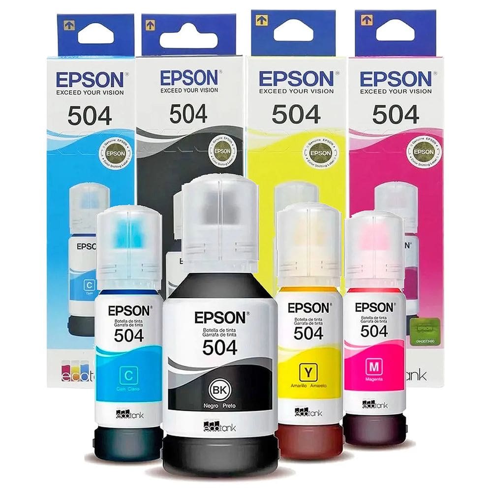 Kit 4 Refil deTinta L4260 T504 Para Impressoras EcoTankL4150 L4160 L6161 L6191 L6171 L6270