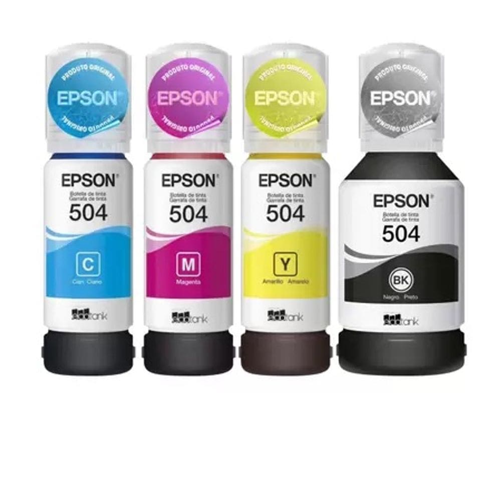 Kit 4 Refil Tinta L4260 T504 para impressoras L4150 L4160 L6161 L6191 L6171 L6270