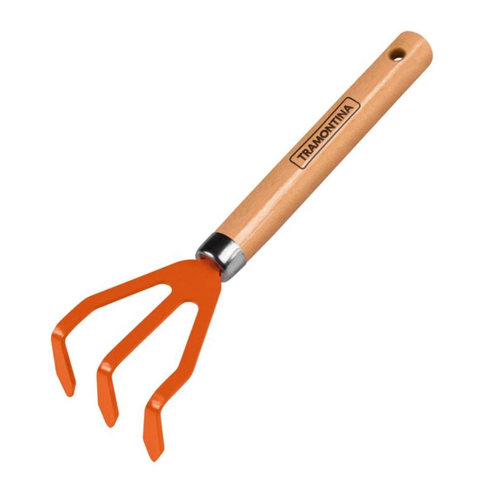 Ancinho Met. com 3 Dentes e Cabo de Mad. para Jardinagem - Tramontina 77909001