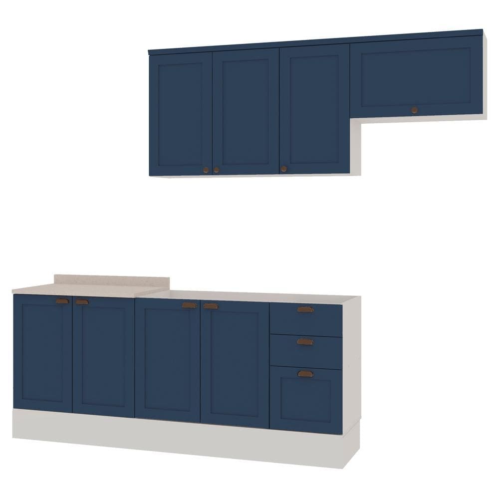 Cozinha Modulada 4 Pecas 100% Mdf Branco/azul