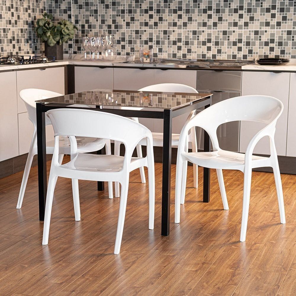 Conjunto 12 Cadeiras Glass Plus 81,9cm X 59,5cm X 56,1cm Branco