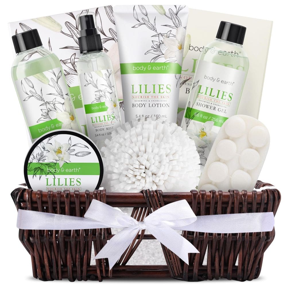Cestas de presentes Body & Earth, 10 peças, presentes de spa, Lily Bath, mulheres