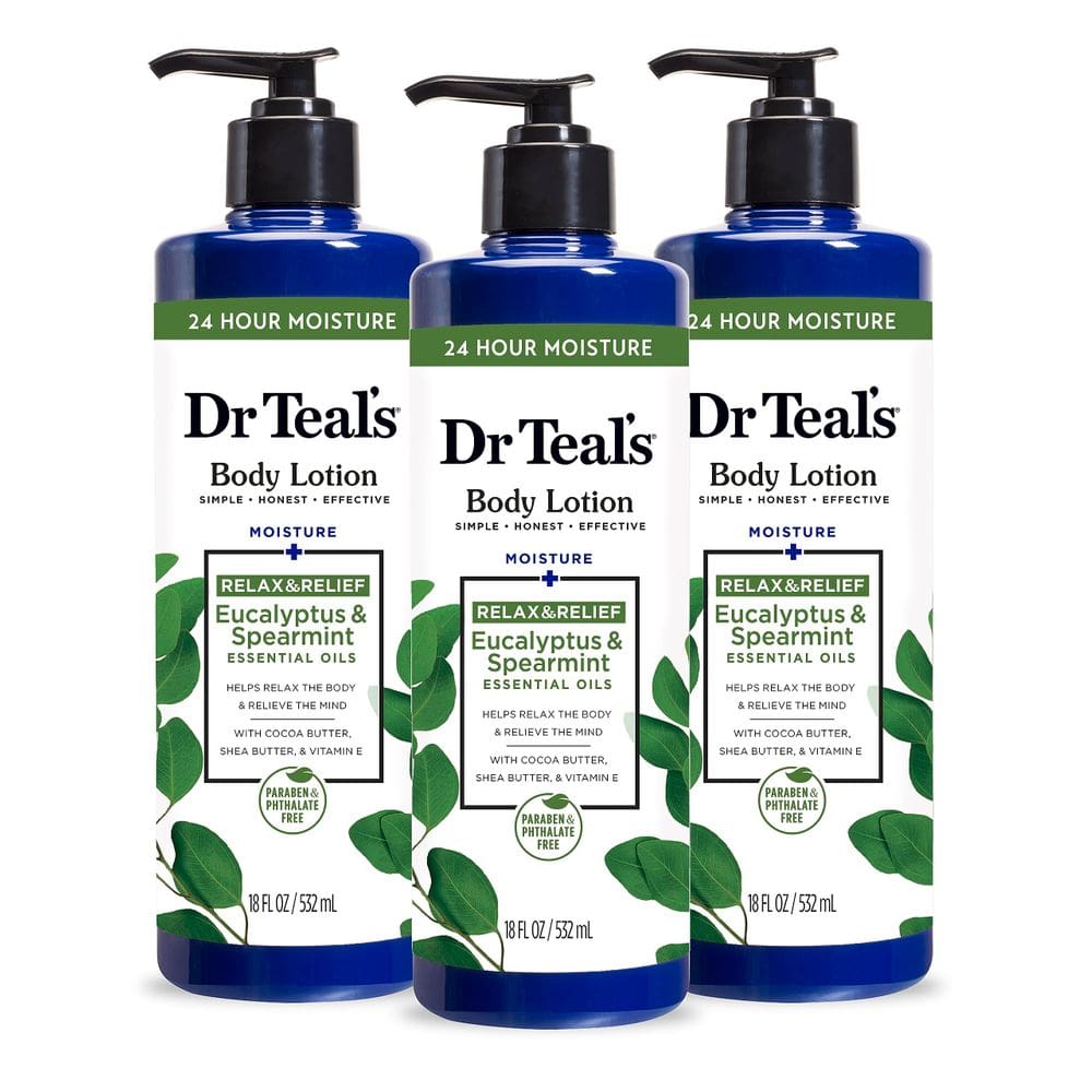 Loção corporal Dr. Teal`s Óleos essenciais de eucalipto e hortelã 540ml
