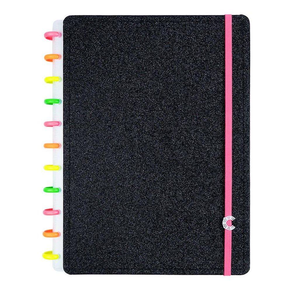 Caderno Inteligente Lets Glitter Neon Black Grande 80 Folhas CIGD4145 Preto - CI