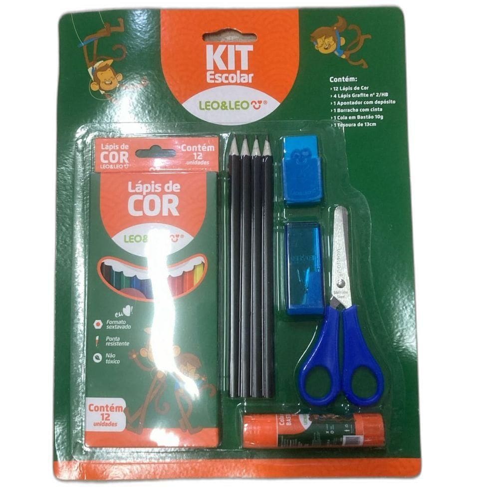 Kit Material Escolar Infantil Com 20 Peças Pintura Lápis De Cor Apontador E Borracha