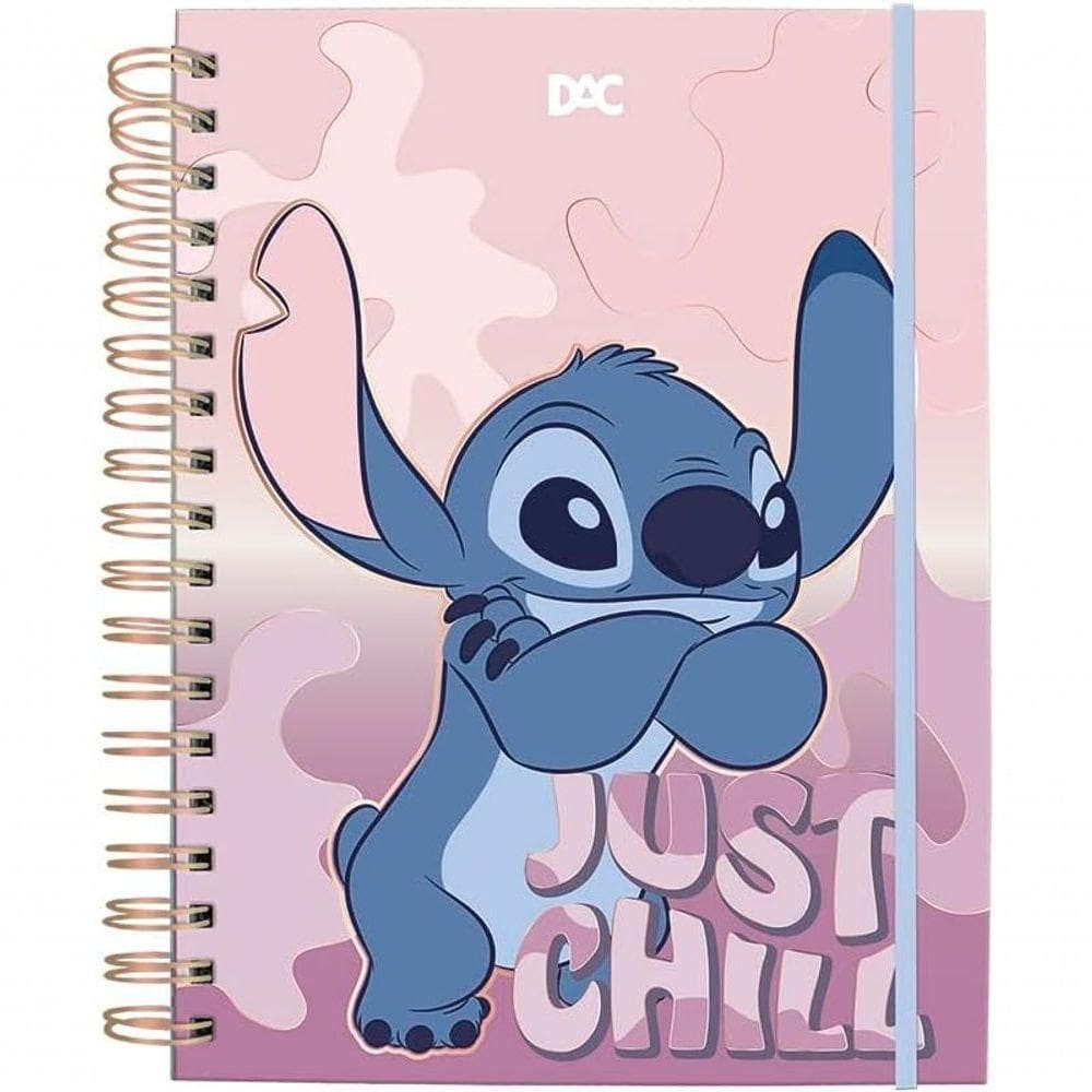 Caderno Smart Colegial Com 80 Folhas Reposicionáveis Stitch Fechamento Em Elástico 90g