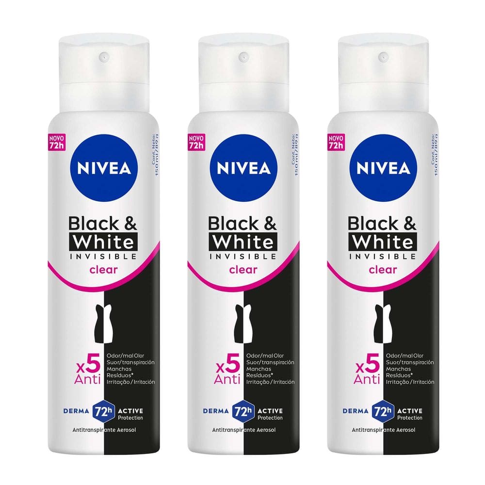 Kit 3 un Desod Aero Nívea Feminino B&W 150ml