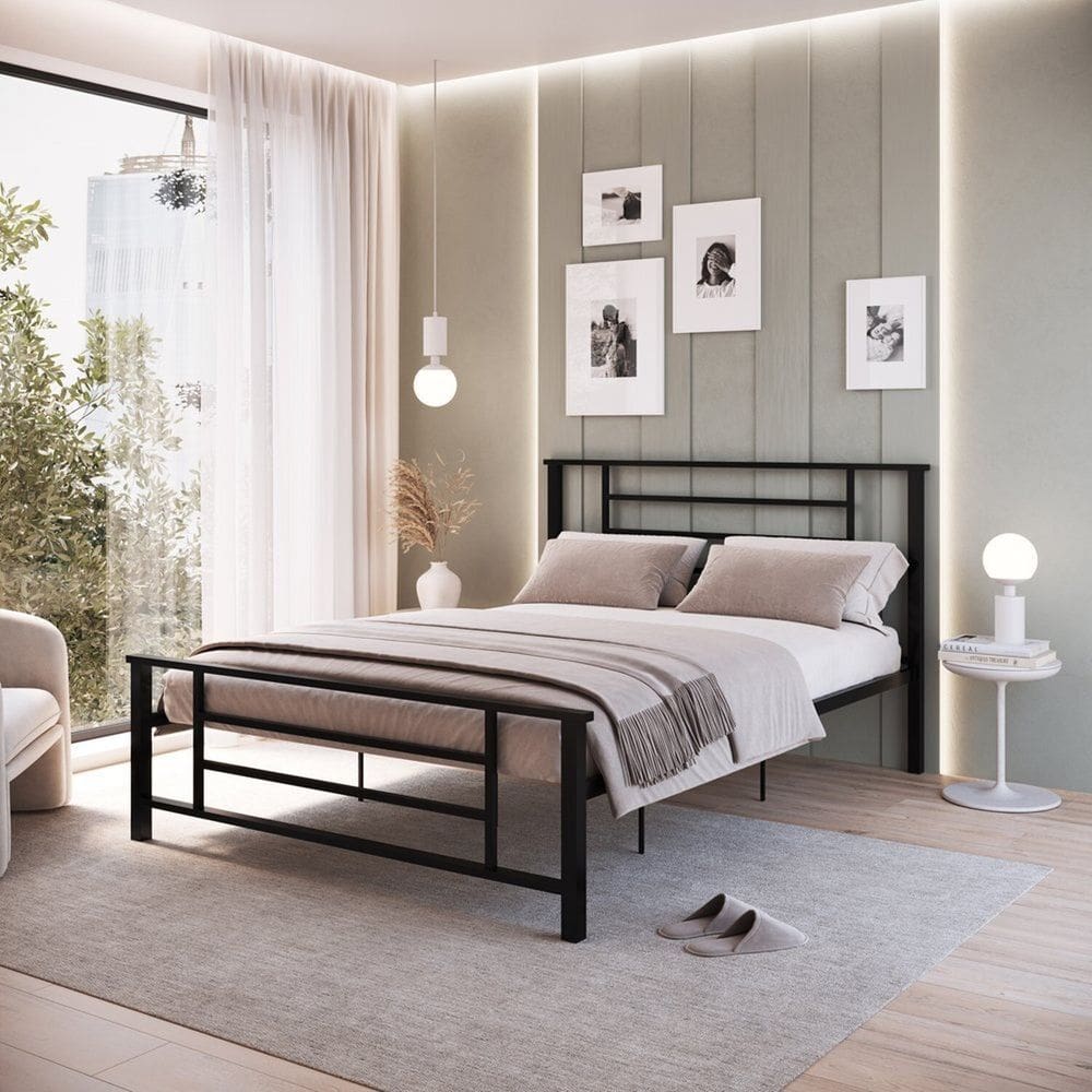 Cama King em Ferro Estilo Industrial Emy Preto