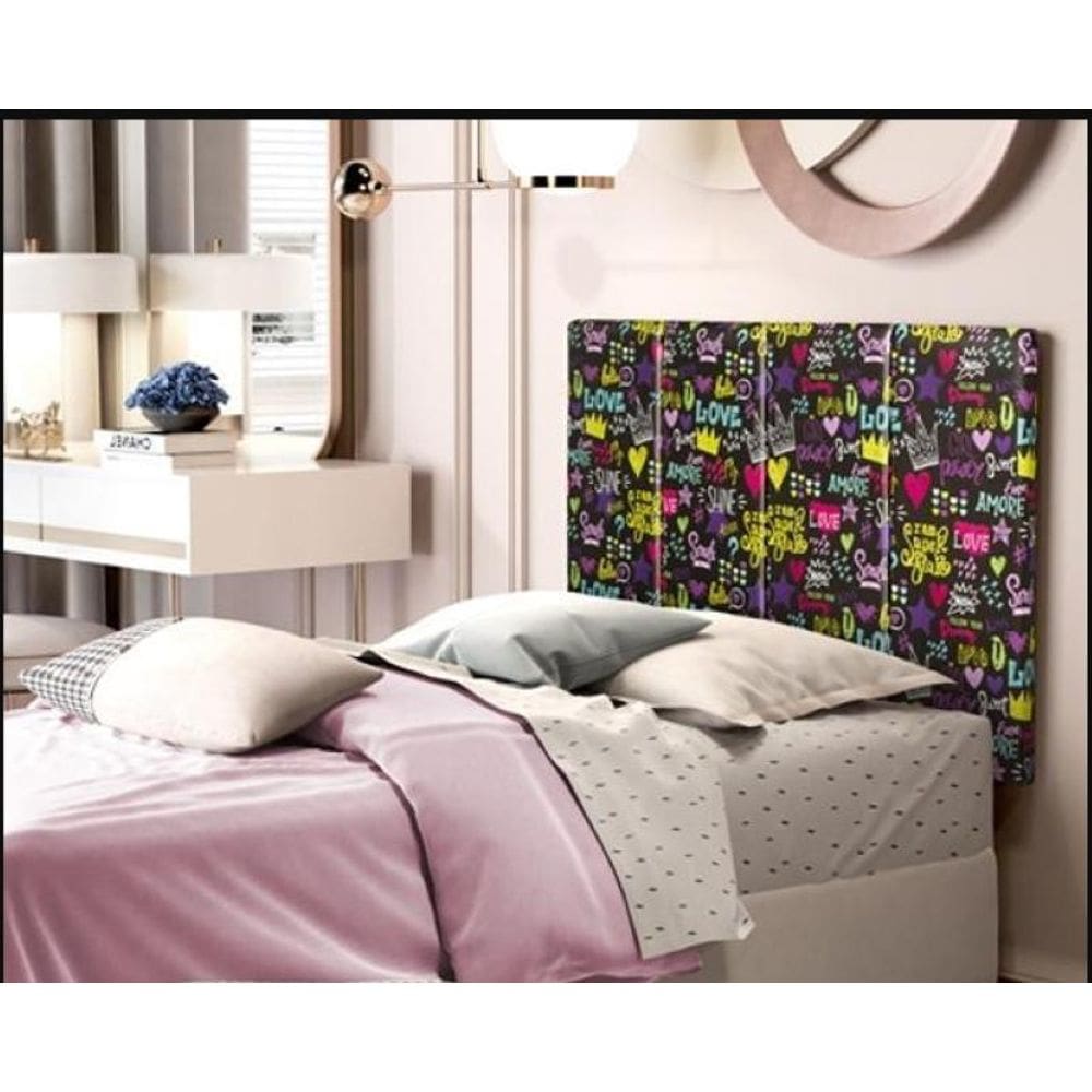 Painel Cabeceira Box Infantil 0,90Cm Cor Love Preto