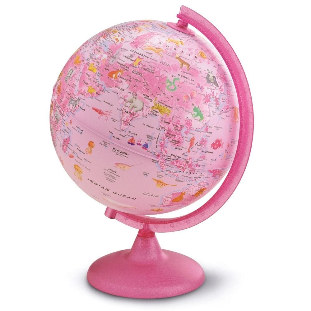 Globo Terrestre Iluminado Pink Zoo 25cm Bivolt