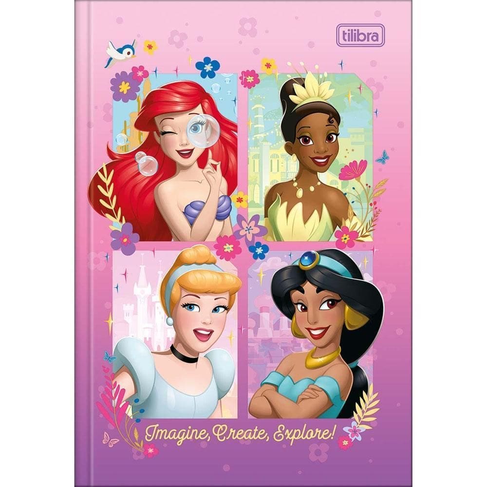 Caderno Brochura 1/4 80Fls Princesas Disney Roxo Tilibra