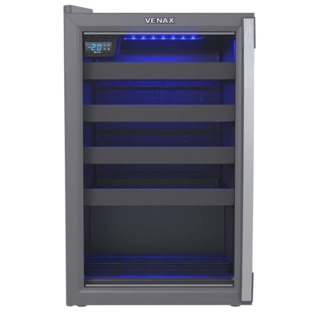 Expositora Champanheira Venax 100L Porta Invertida Grafite 220V Led Azul Controlador Digital 29168