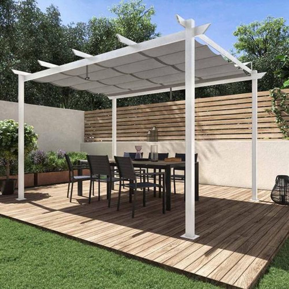 Pergolado Alumínio Com Cobertura Área Externa 254x400x282 Cm