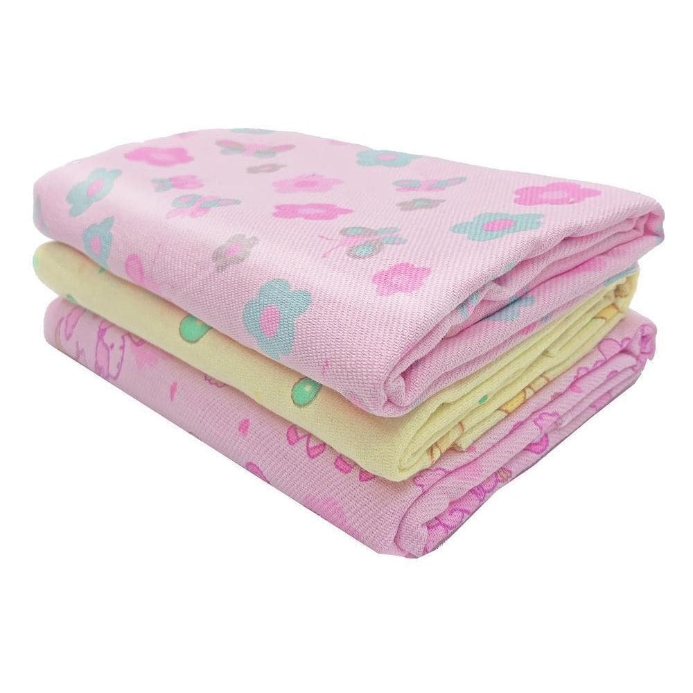 Kit 3 Cueiros Bebê Manta Flanelado Estampado 80X60 Feminino