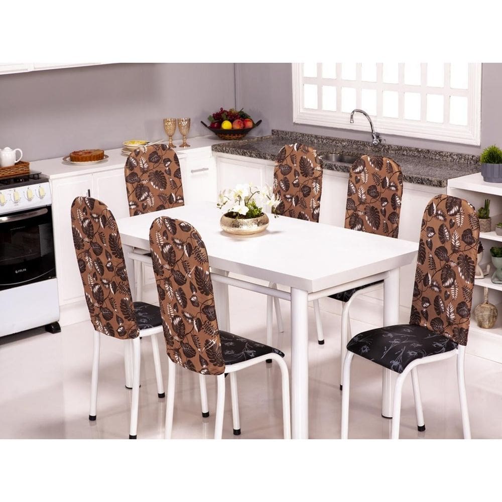 Kit 6 Capas Encosto Cadeira Aço Tubular Cozinha Malha Gel