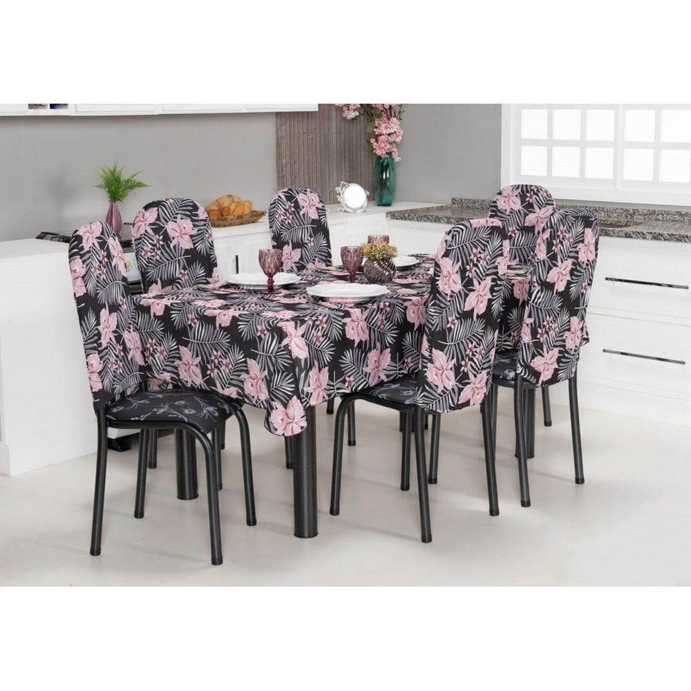 Kit 6 Capas Encosto Cadeira Aço Tubular Cozinha Malha Gel