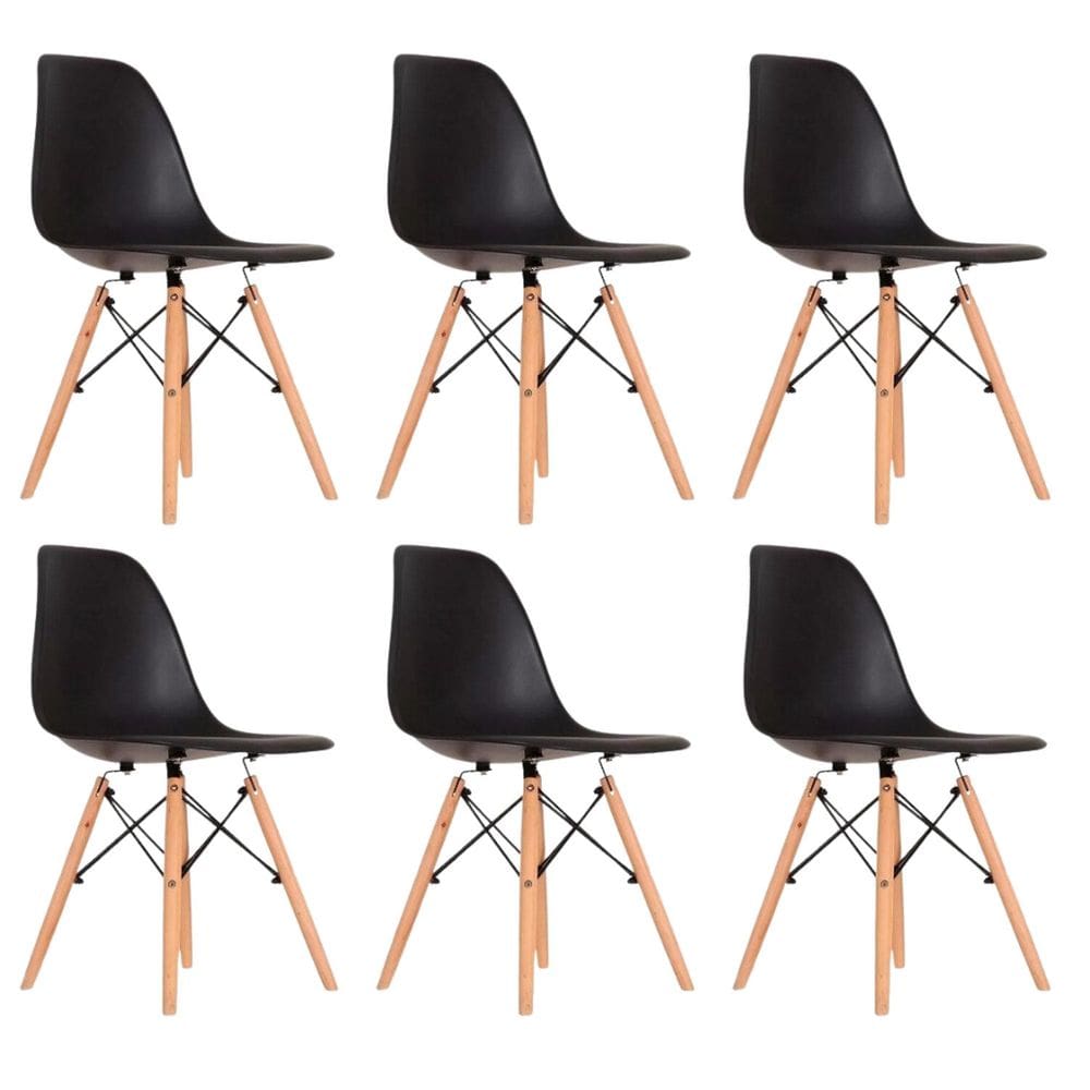 Conjunto 6 Cadeiras para Sala de Jantar Eames Eiffel Dkr Preto