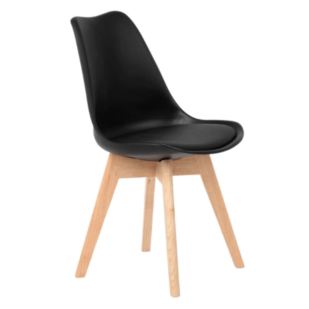 Cadeira para Sala de Jantar Eames Leda Estofada Preto