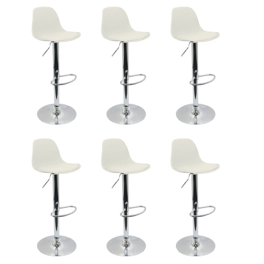 Conjunto 6 Banquetas Joly Eames Base Giratória Branco