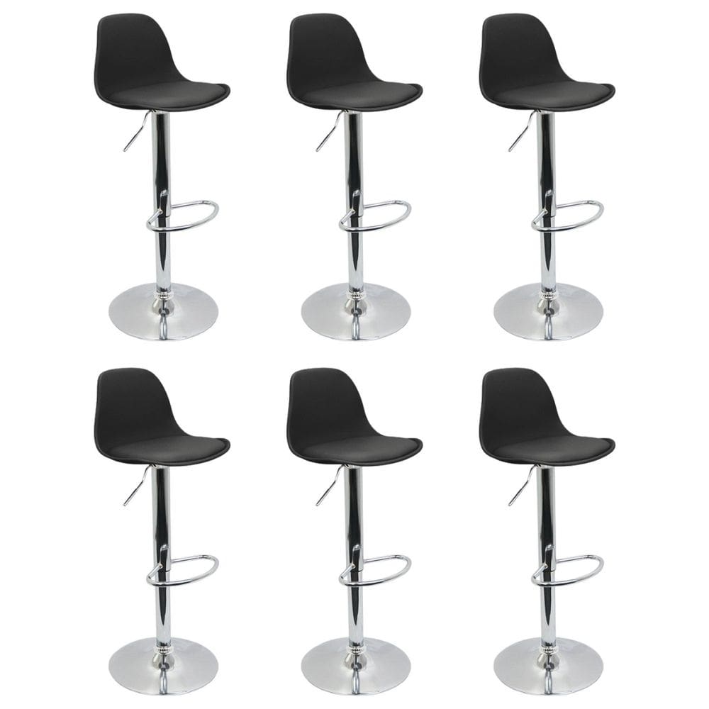 Conjunto 6 Banquetas Joly Eames Base Giratória Preto