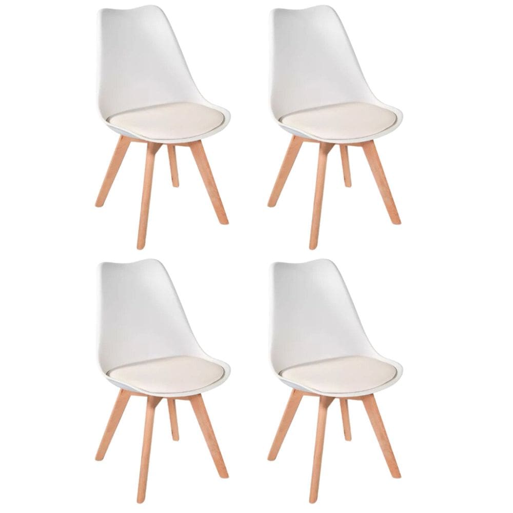 Conjunto 4 Cadeiras Eames Leda Estofada Branco