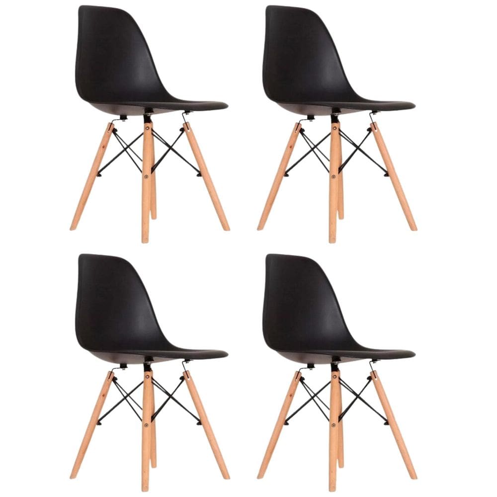 Conjunto 4 Cadeiras para Sala de Jantar Eames Eiffel Dkr Preto