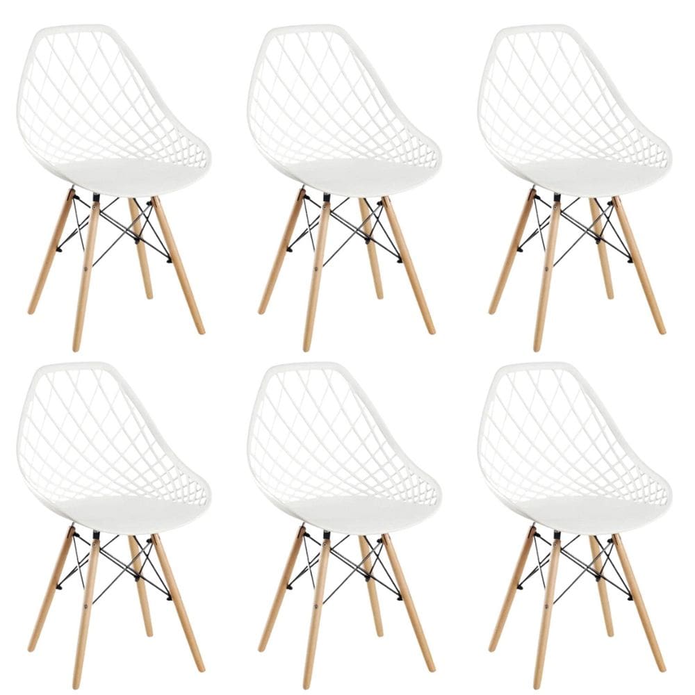 Conjunto 6 Cadeiras para Sala de Jantar Clarice Cloe Madeira Branco