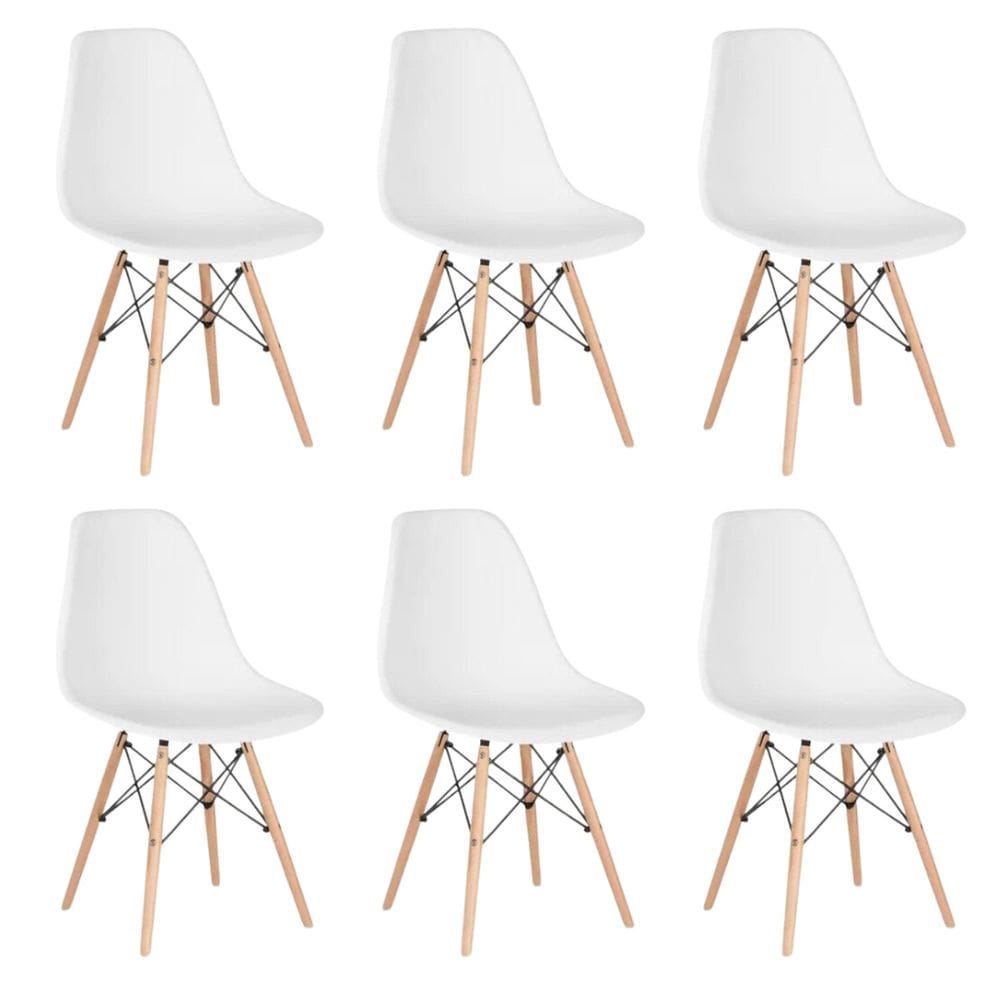 Conjunto 6 Cadeiras para Sala de Jantar Eames Eiffel Dkr Branco