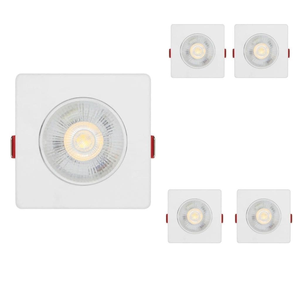 Kit 5 Spot Led Quadrado 3w 6500k Branco Frio Sala Quarto Sanca Comercio Academia Luz Fria Luminaria de Teto