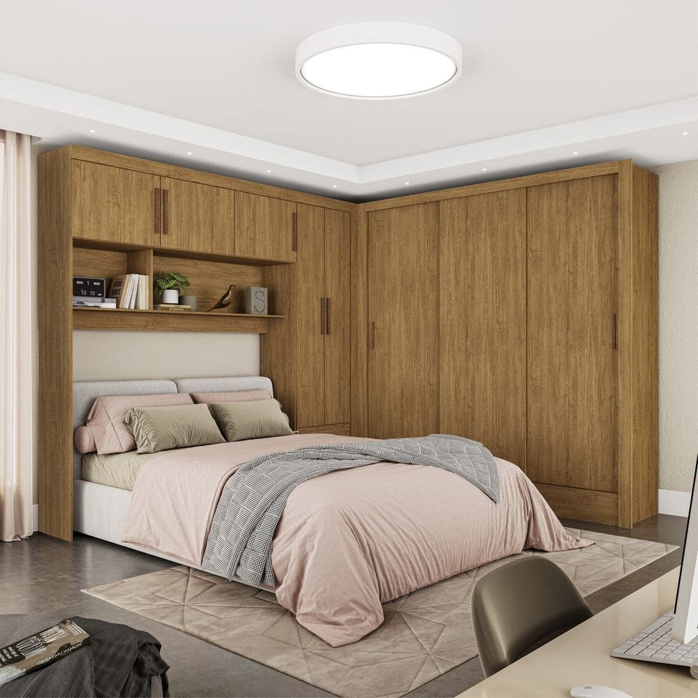 Guarda-roupa Casal Modulado 5 Portas Santiago 3 Portas 5 Gavetas Cinamomo