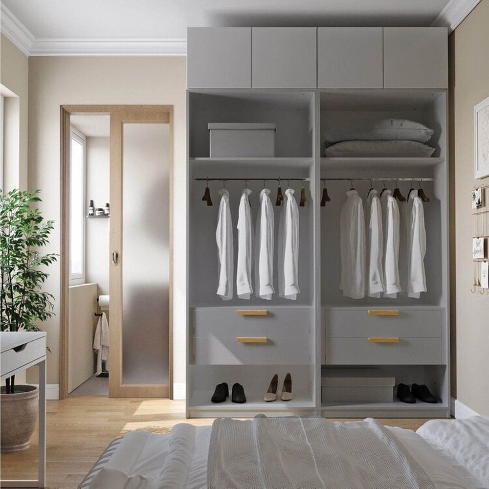 Guarda-roupa Modulado 4 Peças 4 Portas Jade Cabecasa Madeiramadeira Cinza Urbano
