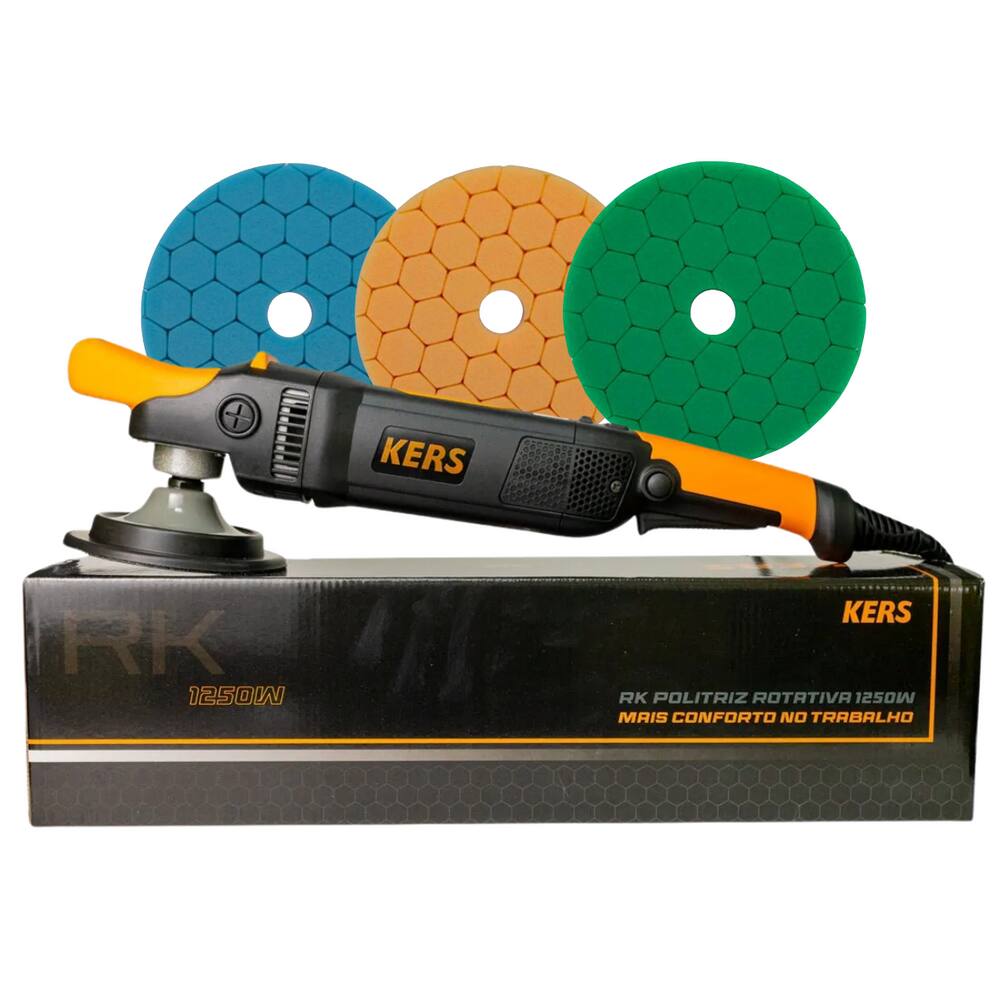 Politriz Rotativa RK 1250W 110V + Boinas de Espuma Hyper