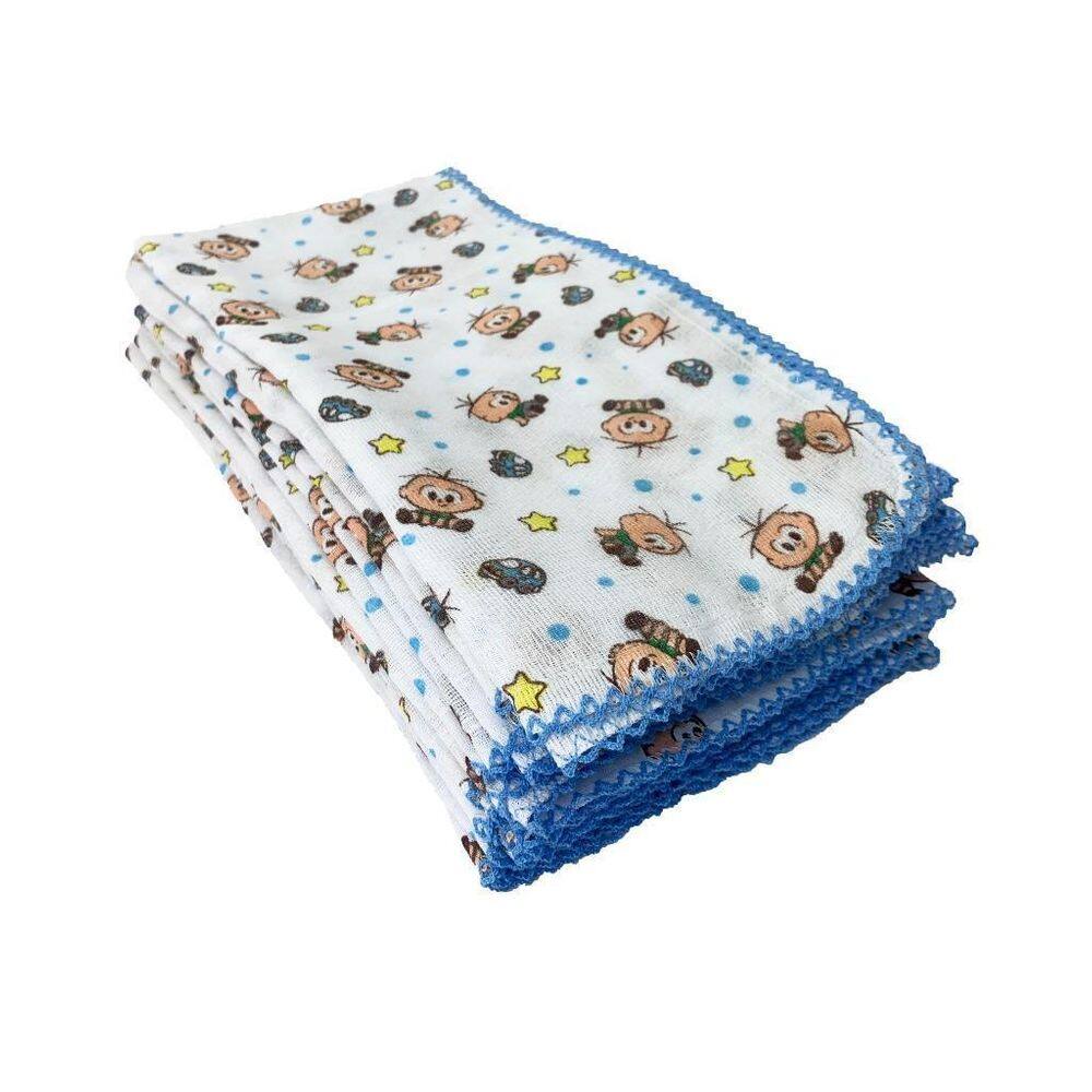 Kit 10 Fralda Turma Da Mônica 70X70Cm Com Crochê Cebolinha
