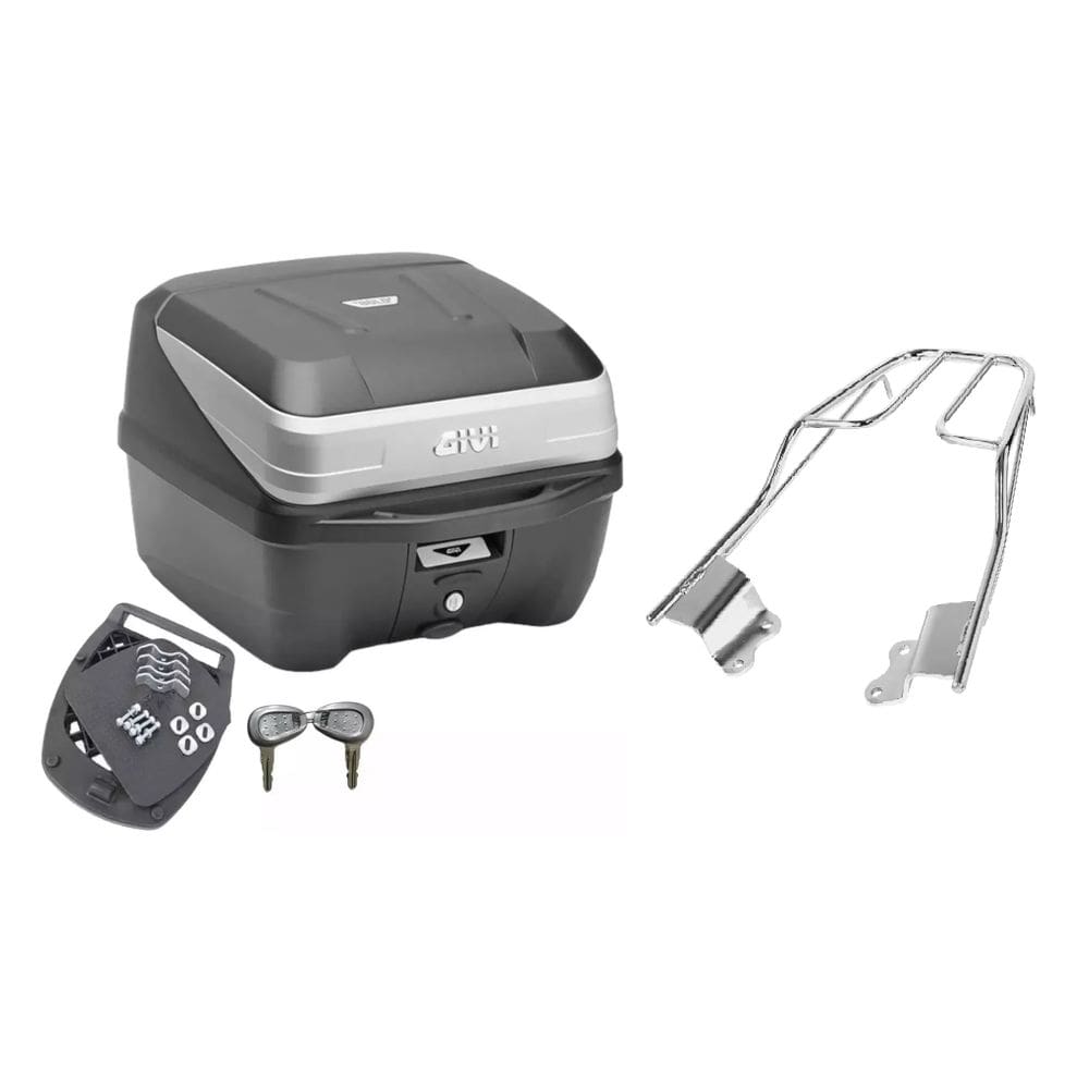 Kit Baú Moto 33L Givi + Bagageiro Fazer 150 2015 2016 2017 2018 Projétil 1º Linha