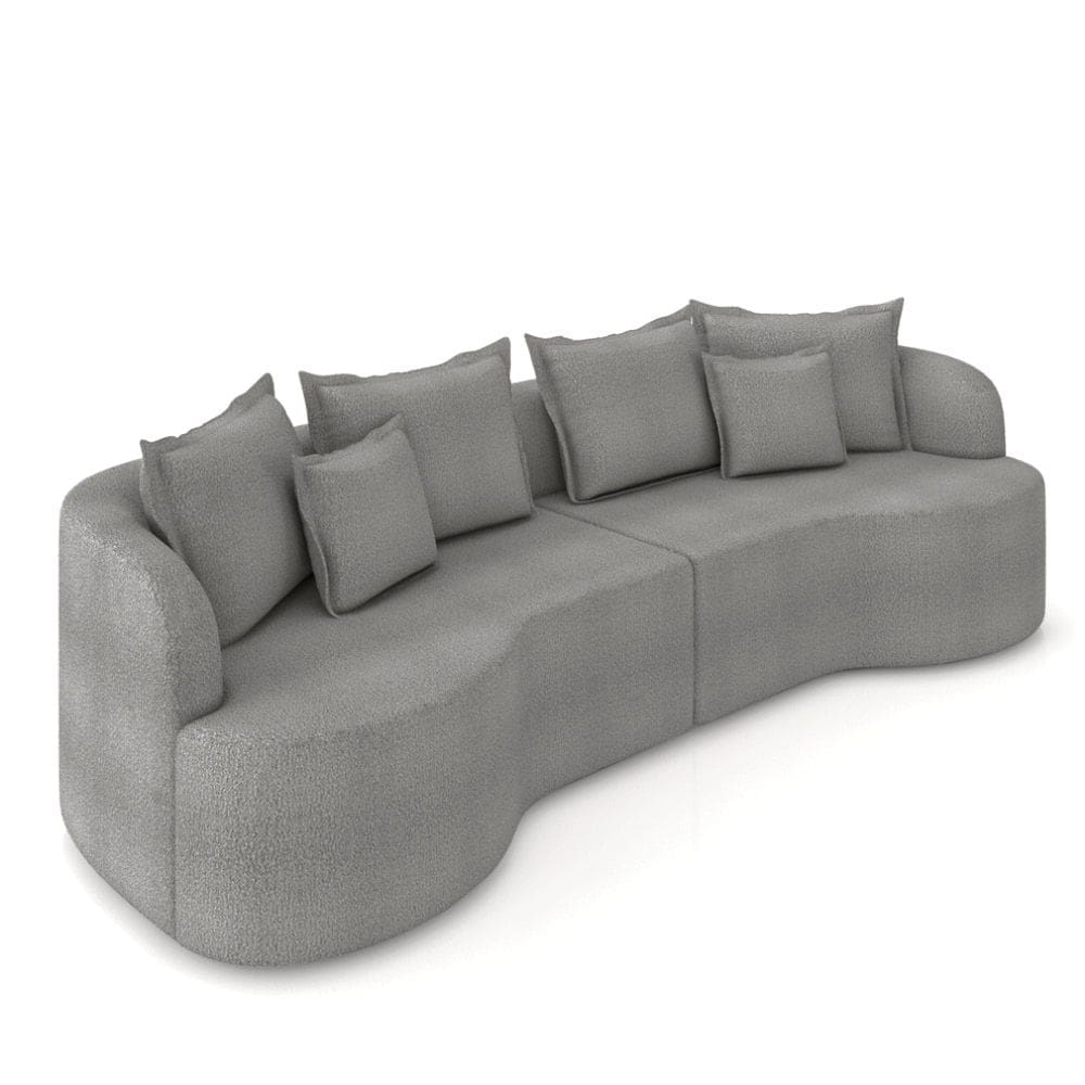 Sofá 5 Lugares Orgânico Living 290cm Mersa Bouclê Cinza K01 - D`Rossi