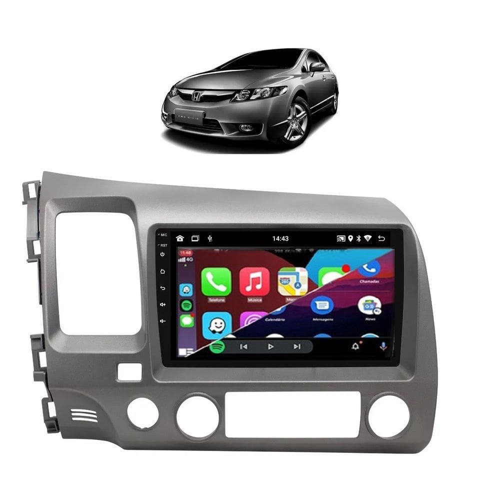 Kit Multimídia Civic G8 2007 / 2011 Android 9 Pol 2/32Gb Carplay - Vision 8990CP