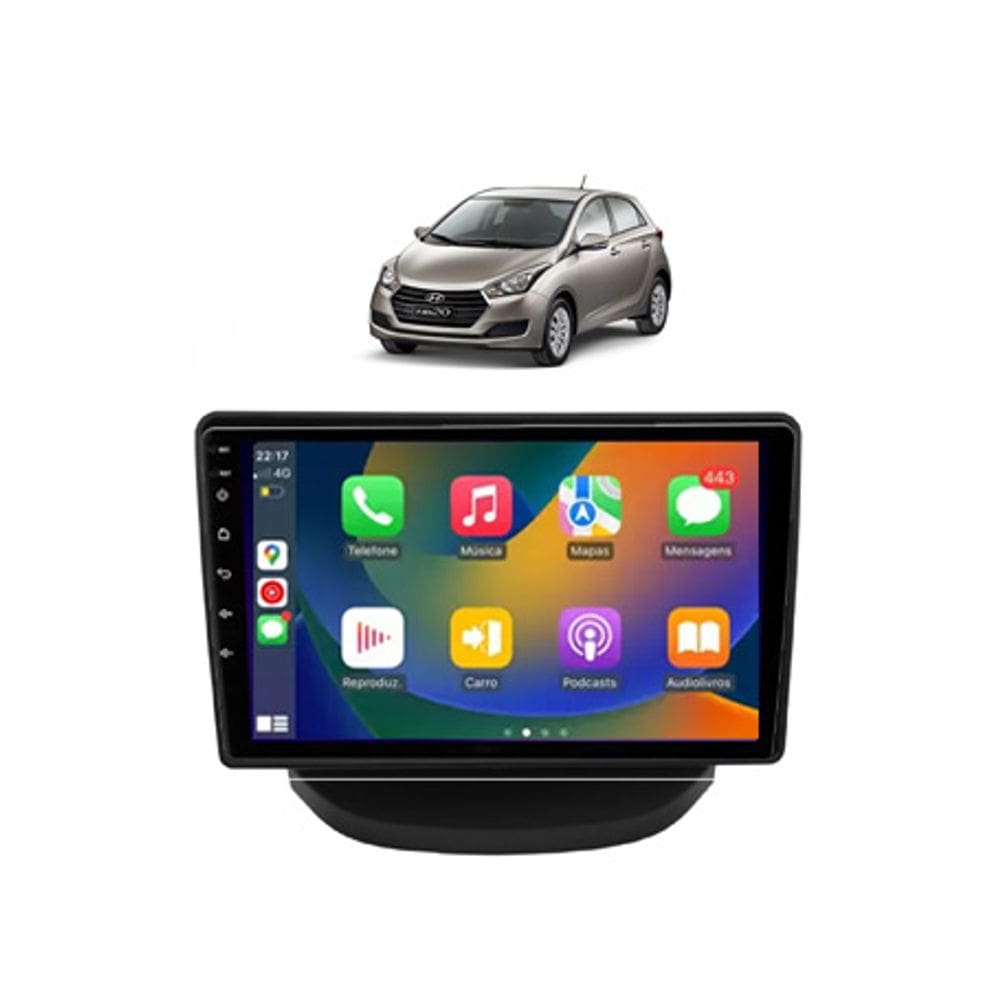 Kit Multimídia HB20 2012 / 2019 Android 9 Pol 2/32Gb Carplay Gps WiFi Rádio Bt - Vision 8990CP