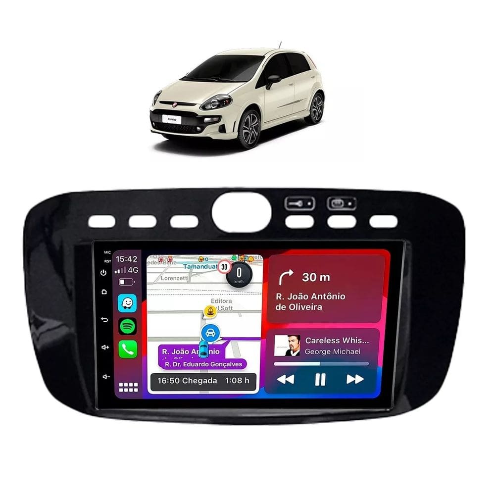 Kit Multimídia Punto Linea 2013 / 2017 7 Pol CarPlay AndroidAuto - 708BR Roadstar