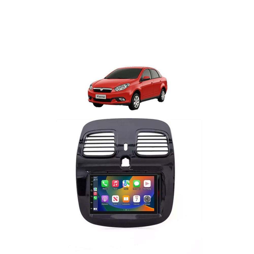 Kit Multimídia Grand Siena Mold Grafite 2012 / 2020 7 Pol CarPlay AndroidAuto - 708BR Roadstar